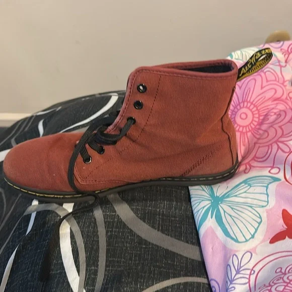 Dr. Martens Women's Rust Red Canvas Combat Boots - Picture 5 of 6